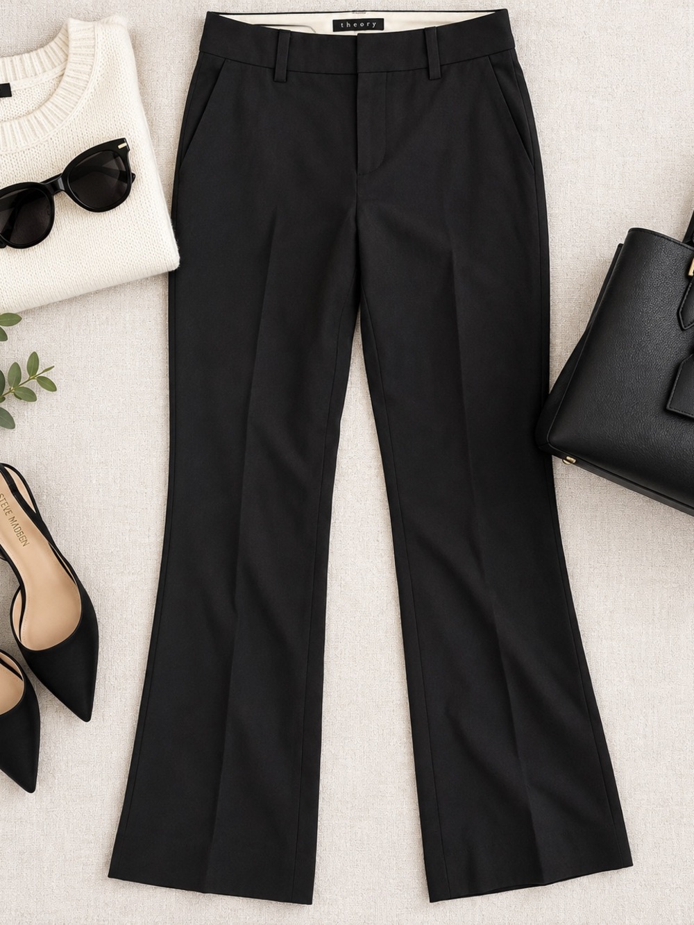 THEORY Black Wool Blend Flare Dress Pants – Size 4